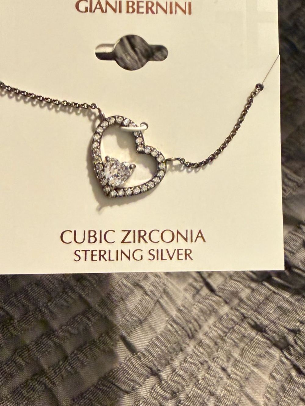 Giani Bernini Sterling Silver Open Heart Necklace with Cubic Zirconia - Silver